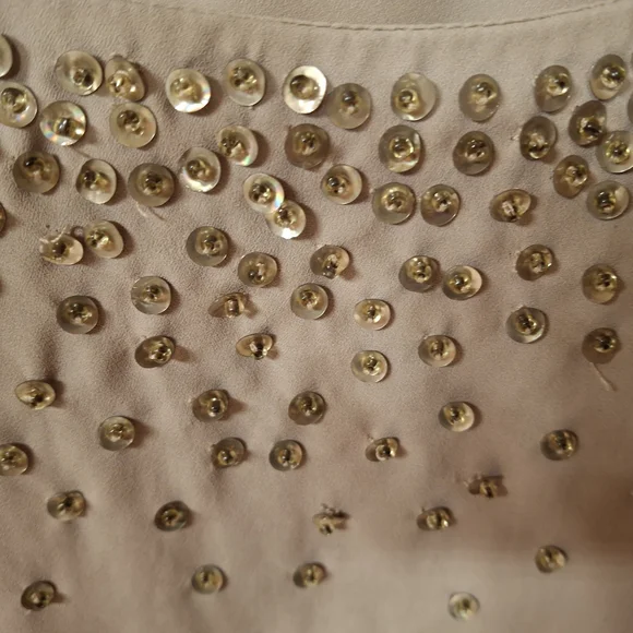LOFT Tan  Embellished Short Sleeve Top - Picture 5 of 12